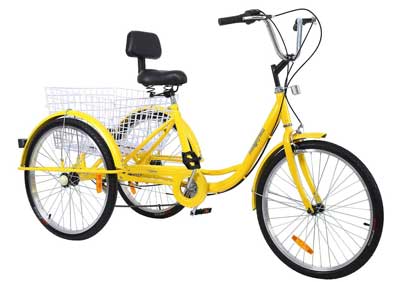 Iglobalbuy 6-Speed Yellow 3 Wheel Adult Bicycle