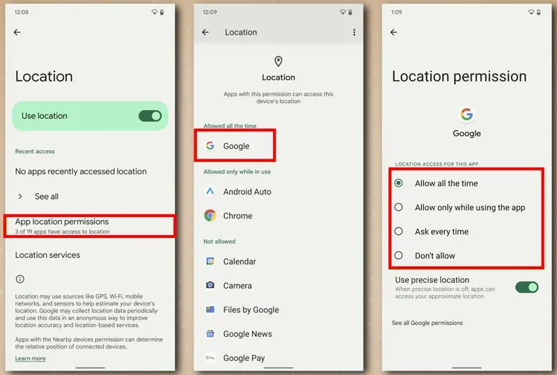 Android location permission app