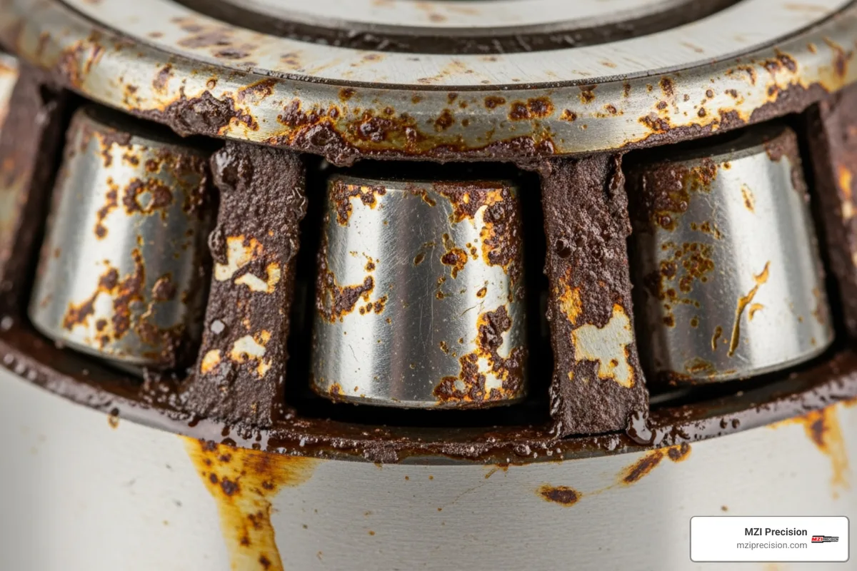 Corrosion on spindle shoulder