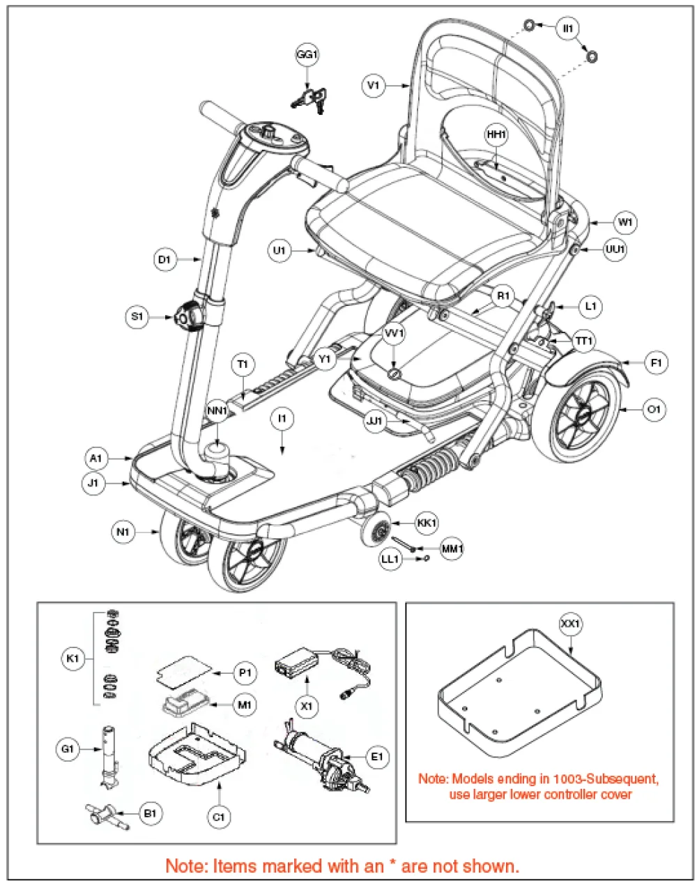 folding scooter headset parts