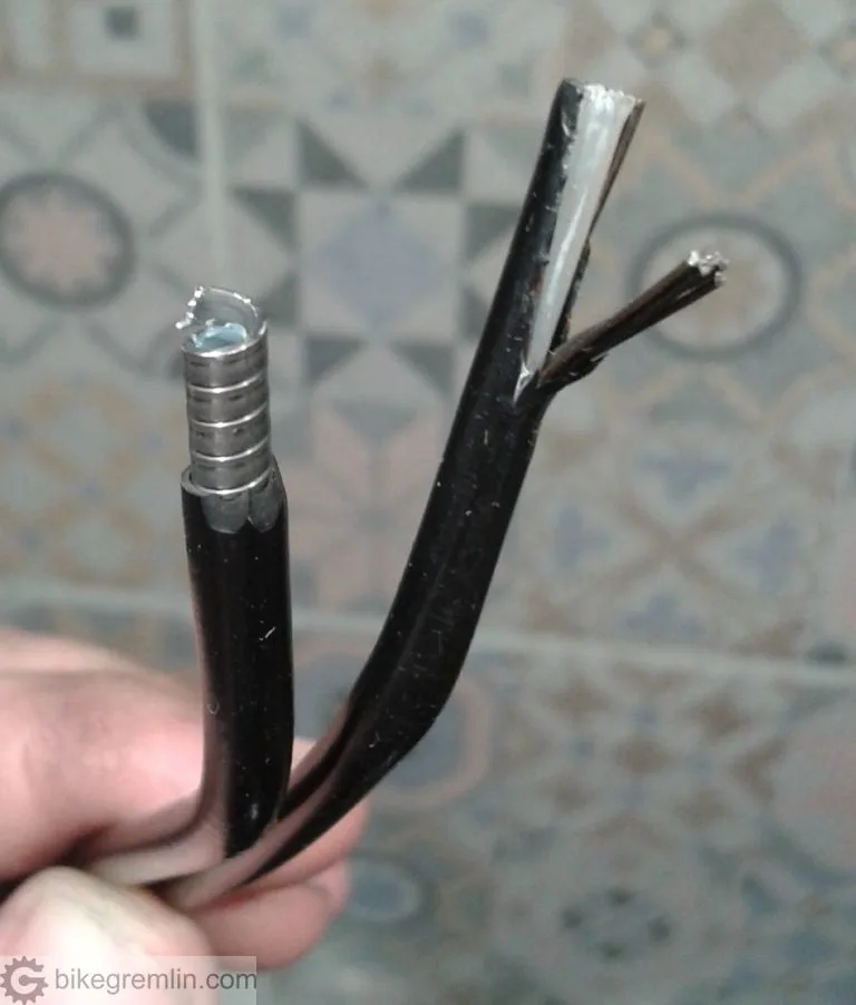 frayed brake cable