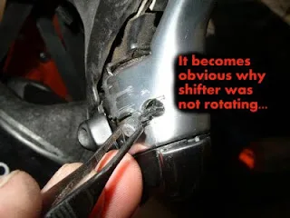 frayed shift cable