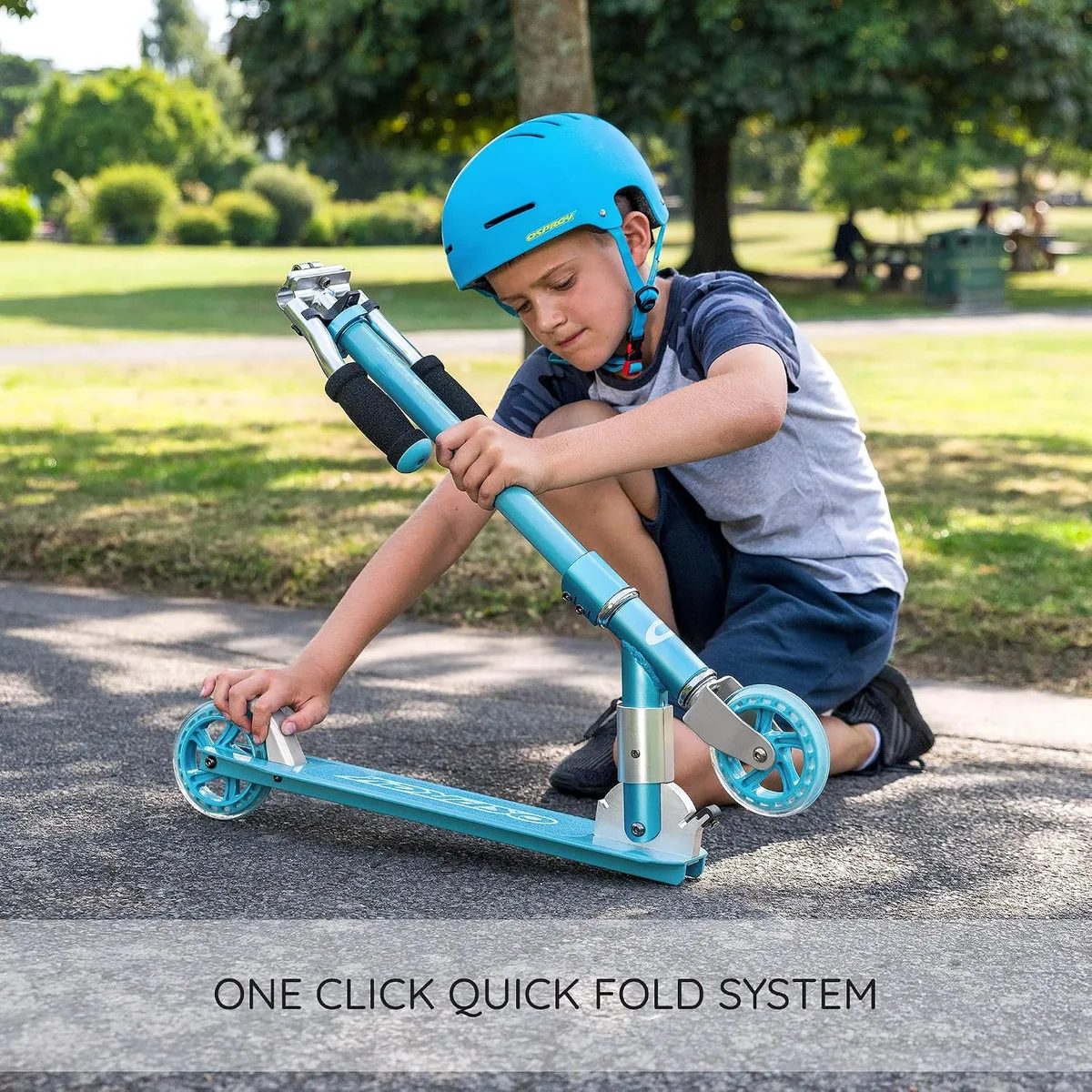 kick scooter folding mechanism latch
