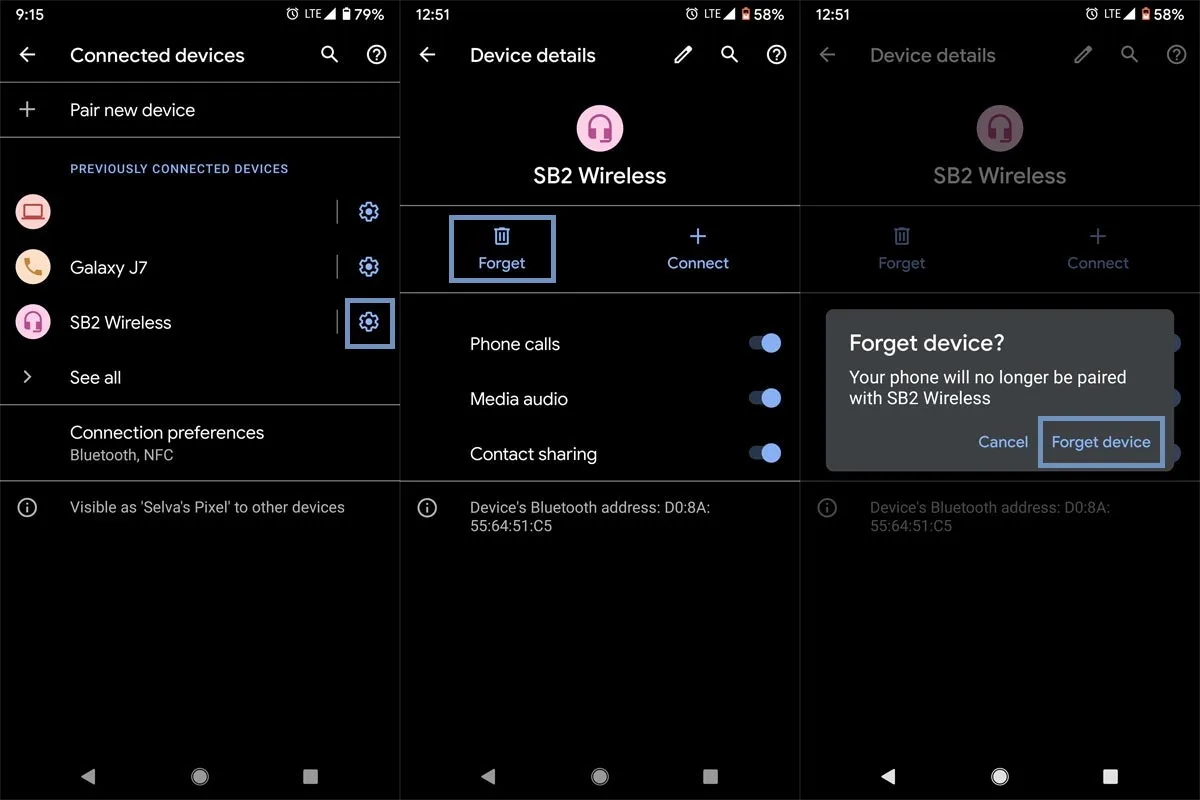 phone Bluetooth settings