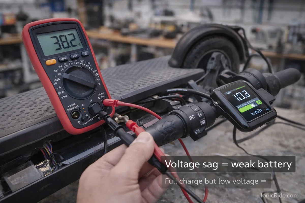 scooter battery voltage sag