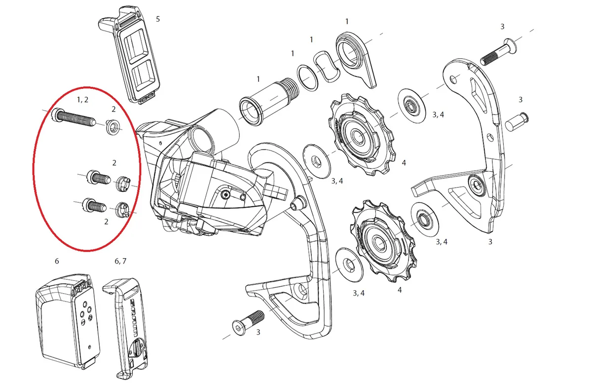 SRAM derailleur adjustment screws