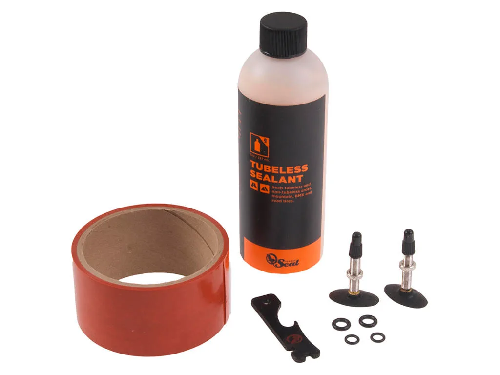 tubeless conversion kit on workbench
